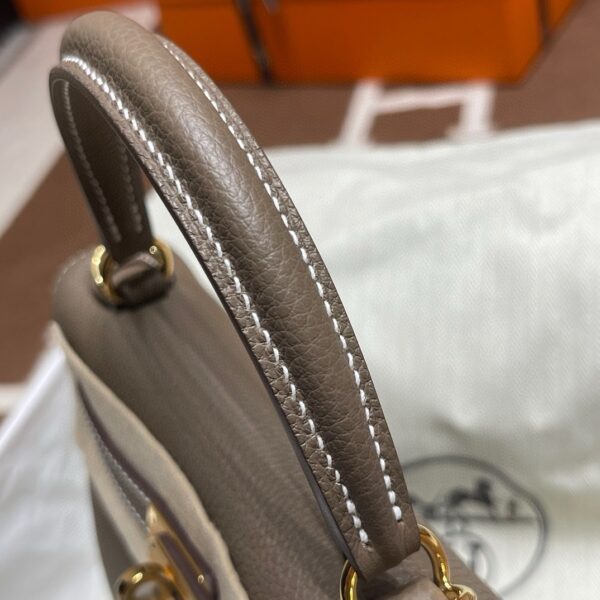 HERMES Kelly 25CM CK18 Etoupe Togo Leather GHW