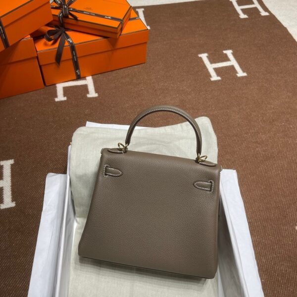 HERMES Kelly 25CM CK18 Etoupe Togo Leather GHW